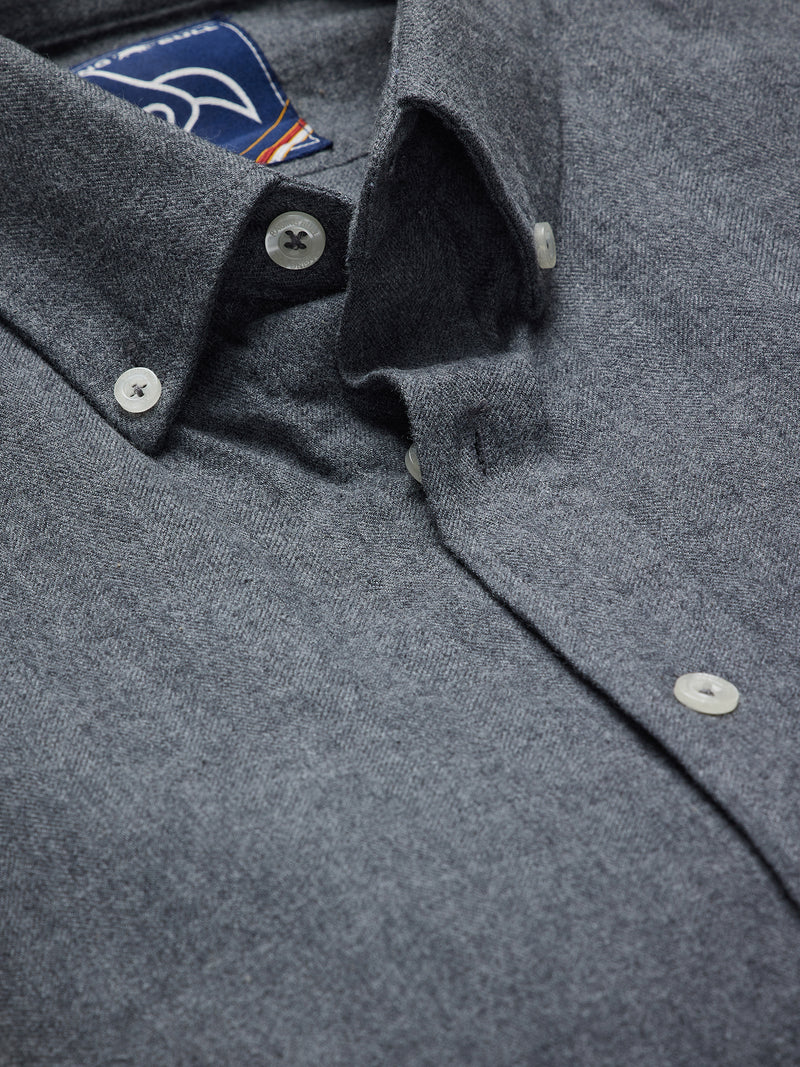 Long Sleeve Brushed Twill Shirt - Grey Marl