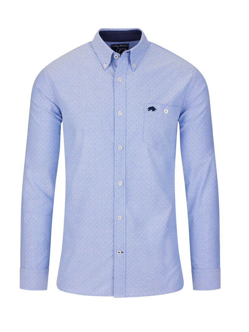 Long Sleeve Geometric Dobby Shirt - Sky Blue