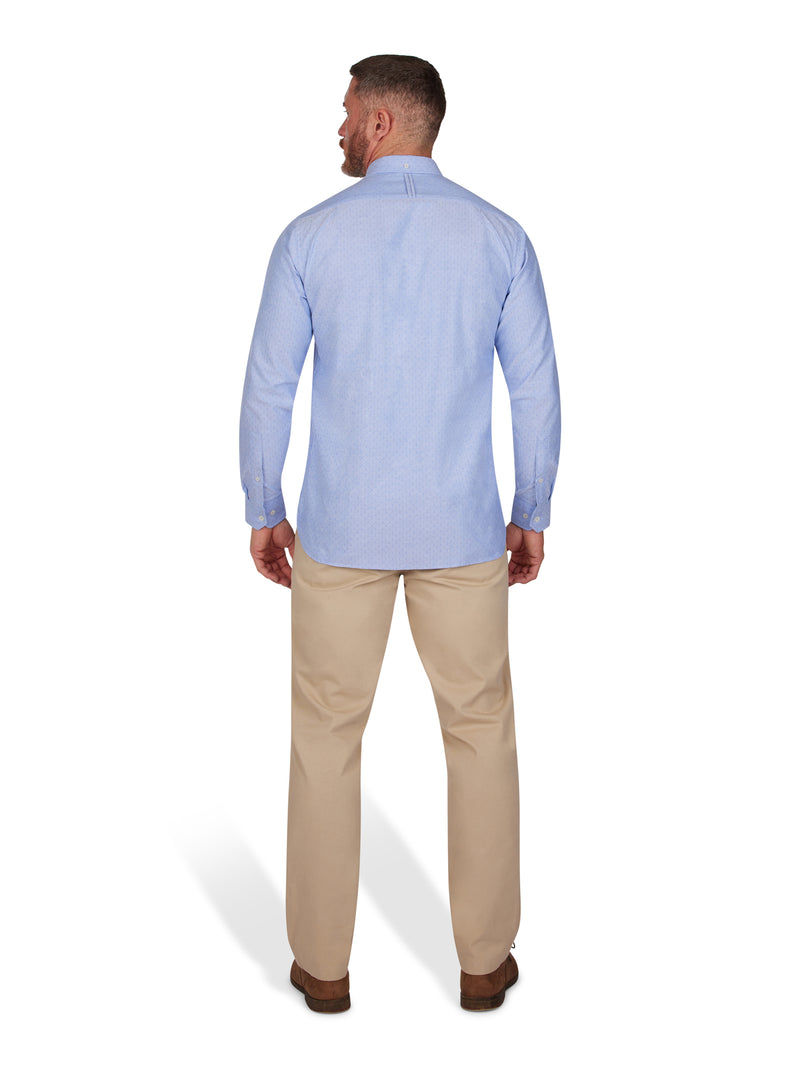Long Sleeve Geometric Dobby Shirt - Sky Blue