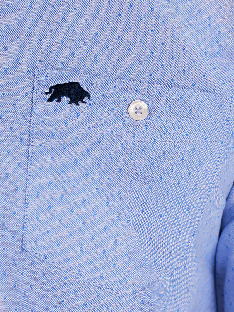 Long Sleeve Geometric Dobby Shirt - Sky Blue