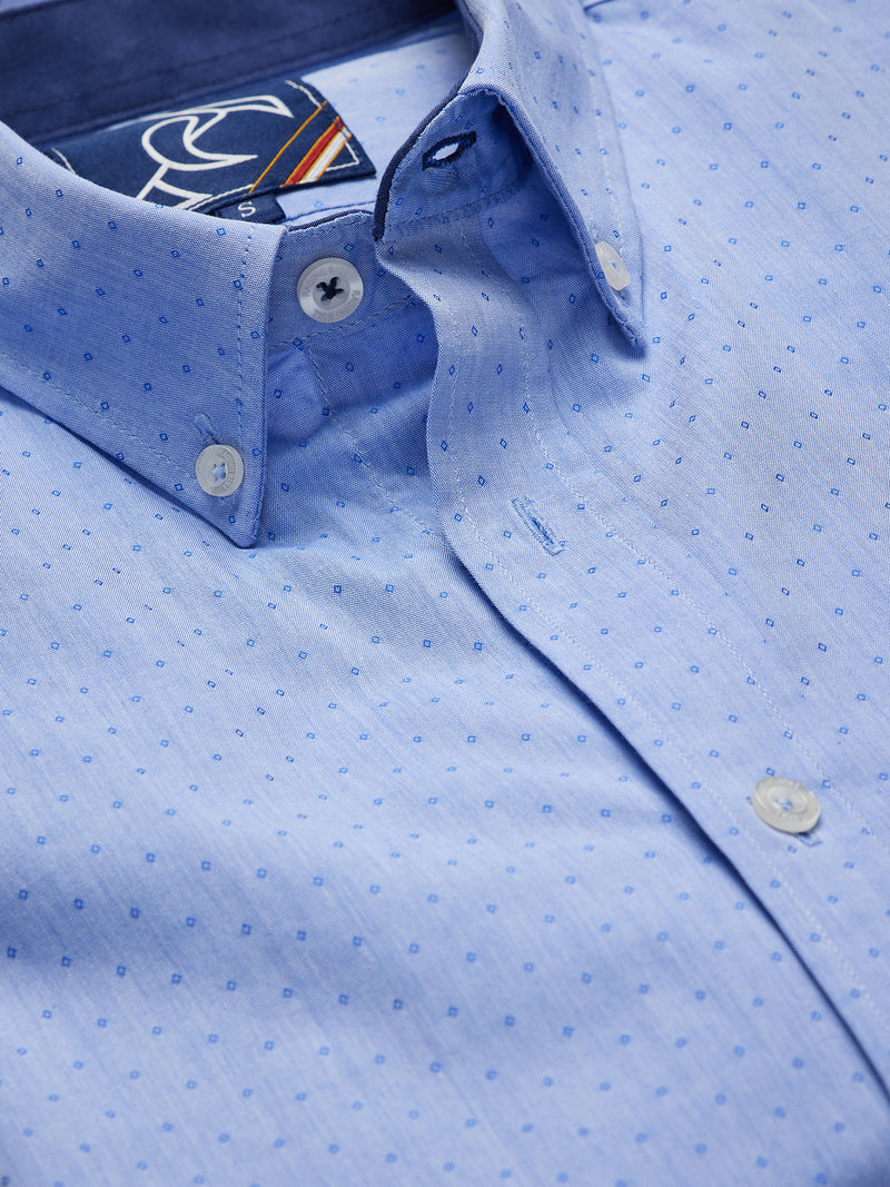 Long Sleeve Geometric Dobby Shirt - Sky Blue
