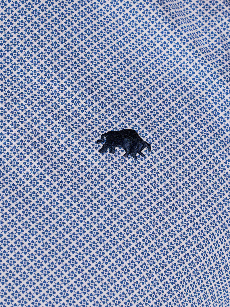 Long Sleeve Micro Geo Print Shirt - Mid Blue