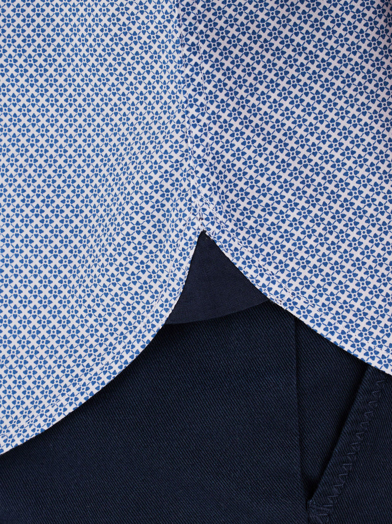 Long Sleeve Micro Geo Print Shirt - Mid Blue