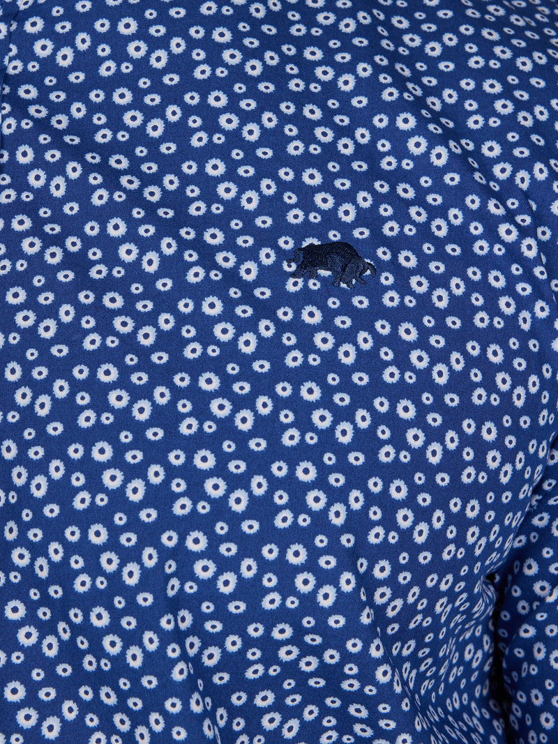 Long Sleeve Floral Print Shirt - Navy
