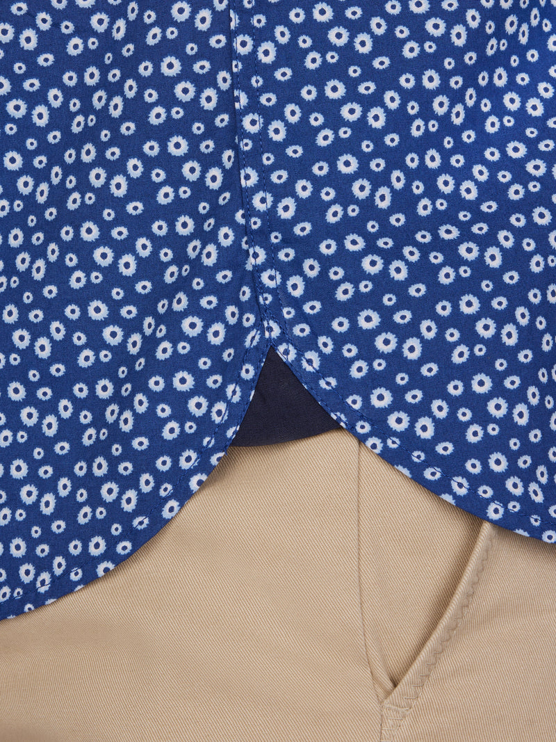 Long Sleeve Floral Print Shirt - Navy