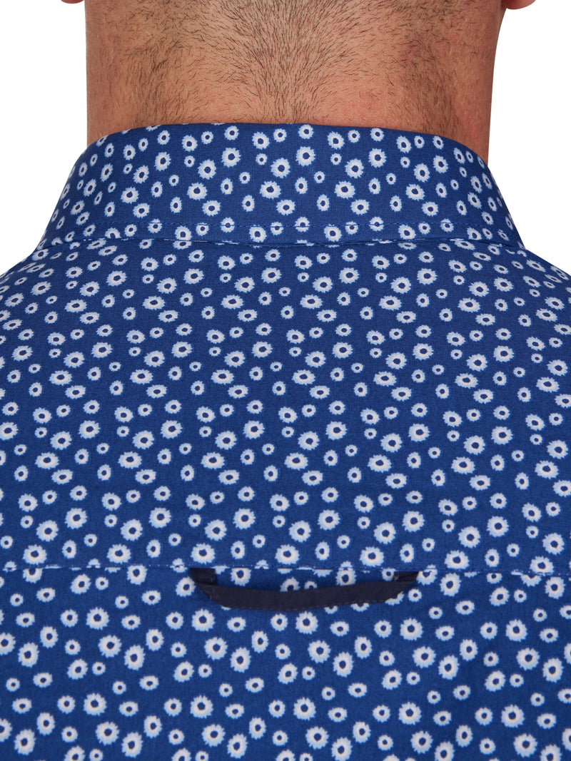 Long Sleeve Floral Print Shirt - Navy