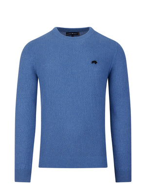 Popcorn Texture Crew Knit - Denim Blue