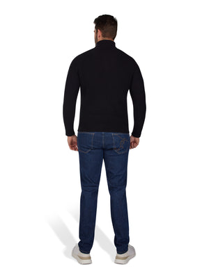 Long Sleeve Rib Texture Quarter Zip Knit - Black