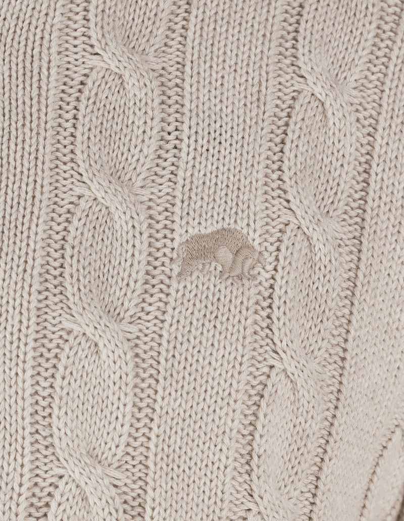 Chunky Cable Knit Quarter Zip - Oatmeal