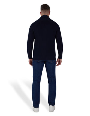 Button Up Shawl Cardigan - Navy