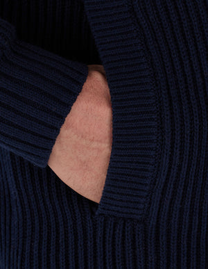 Button Up Shawl Cardigan - Navy