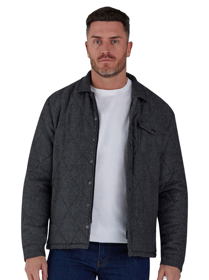 Quilted Herringbone Jacket - Charcoal