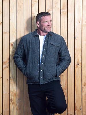 Quilted Herringbone Jacket - Charcoal