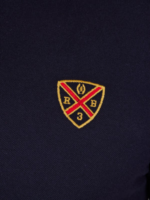 Diagonal Stripe Pique Polo - Navy