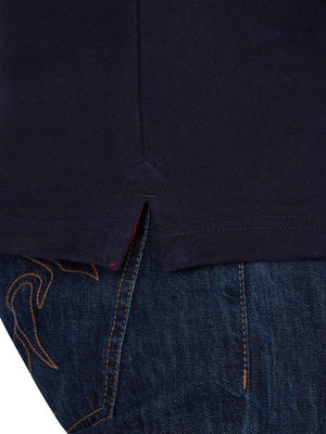 Diagonal Stripe Pique Polo - Navy