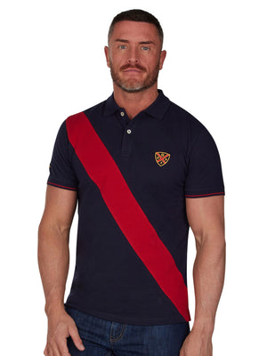 Diagonal Stripe Pique Polo - Navy