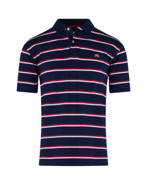 2 Colour Breton Pique Polo - Navy