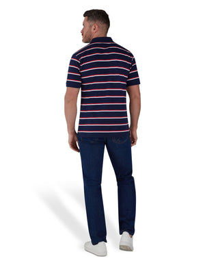 2 Colour Breton Pique Polo - Navy