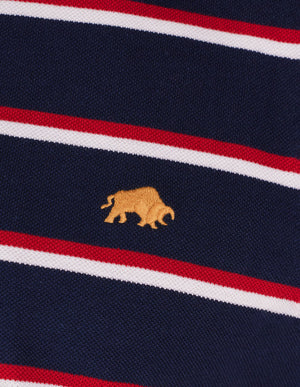 2 Colour Breton Pique Polo - Navy