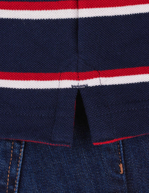 2 Colour Breton Pique Polo - Navy