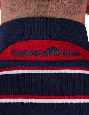 2 Colour Breton Pique Polo - Navy