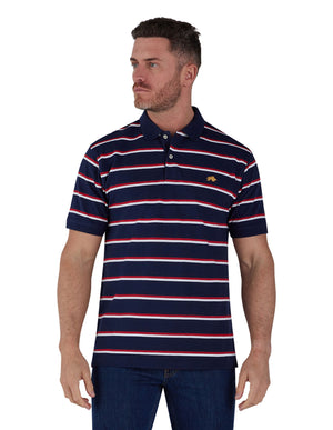 2 Colour Breton Pique Polo - Navy