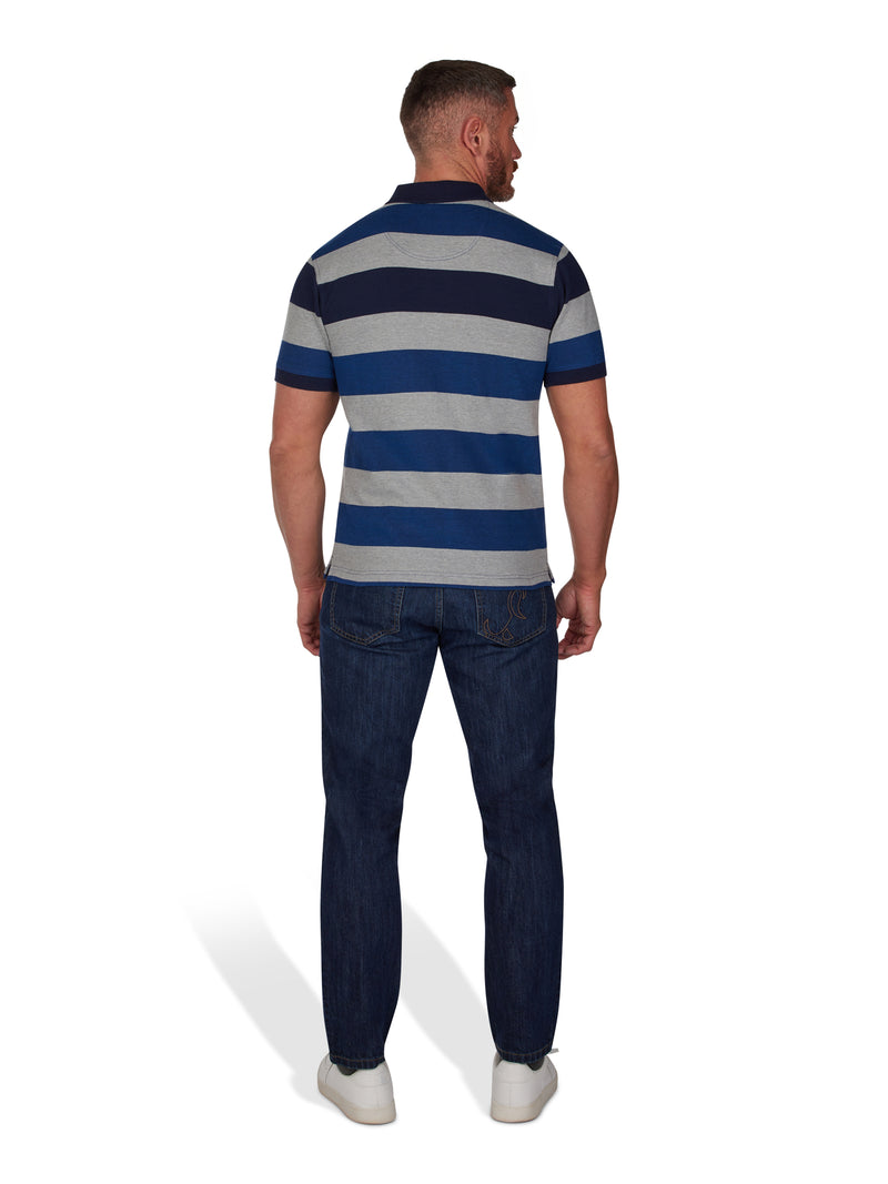 Birdseye Hoop Pique Polo - Cobalt Blue