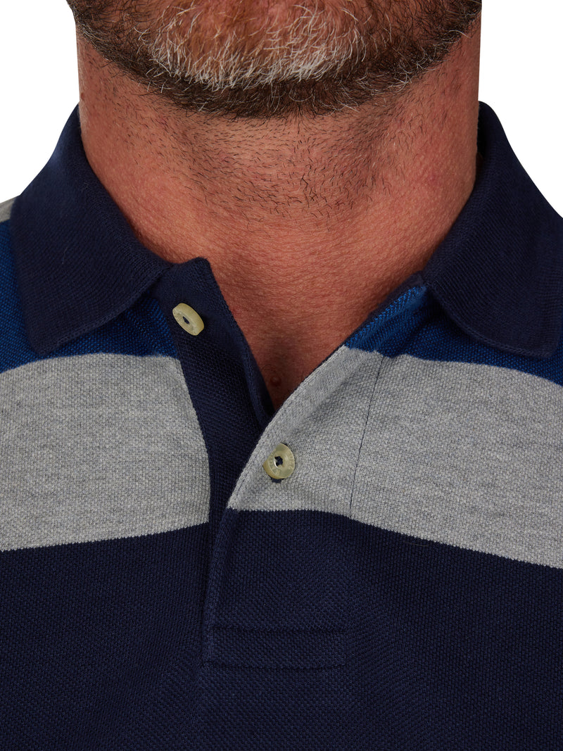 Birdseye Hoop Pique Polo - Cobalt Blue