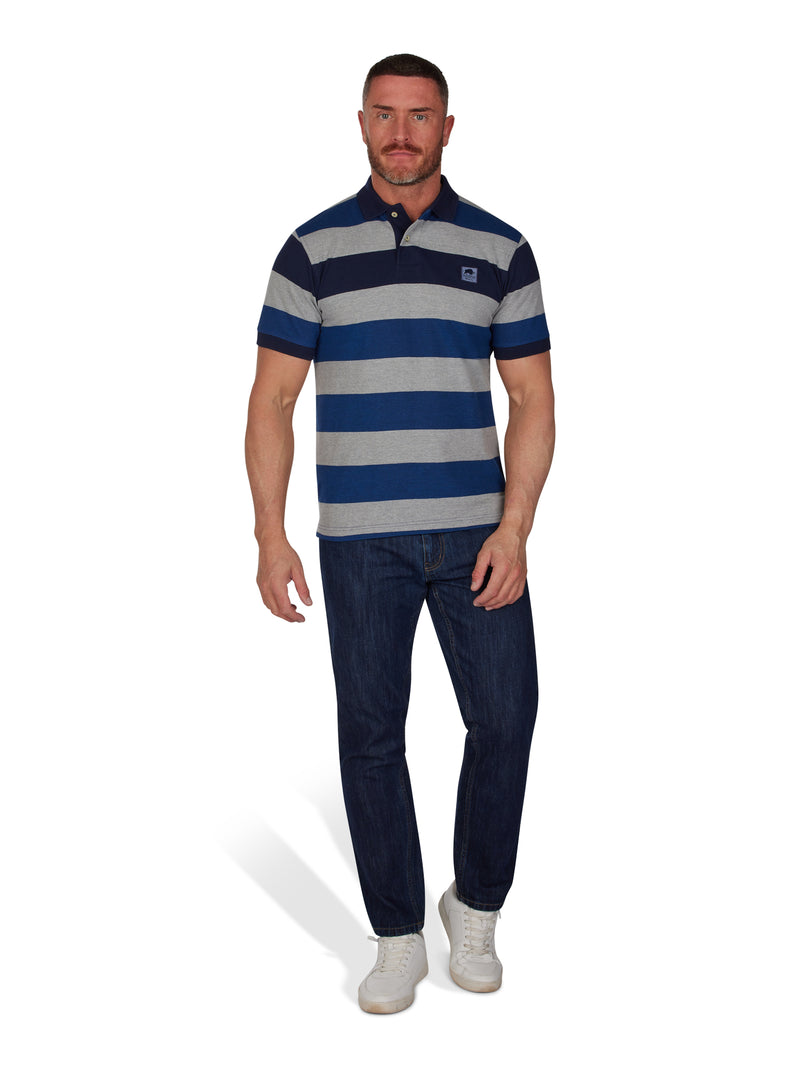 Birdseye Hoop Pique Polo - Cobalt Blue