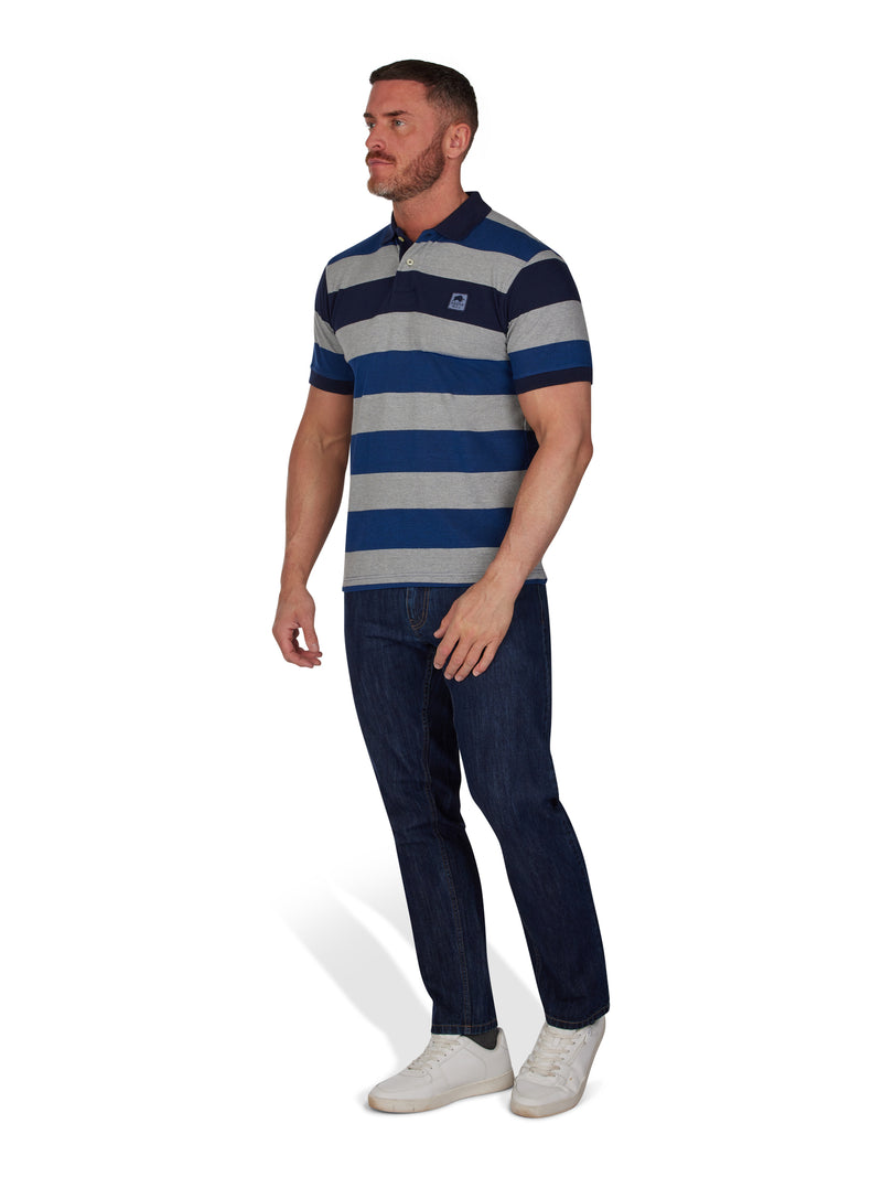 Birdseye Hoop Pique Polo - Cobalt Blue