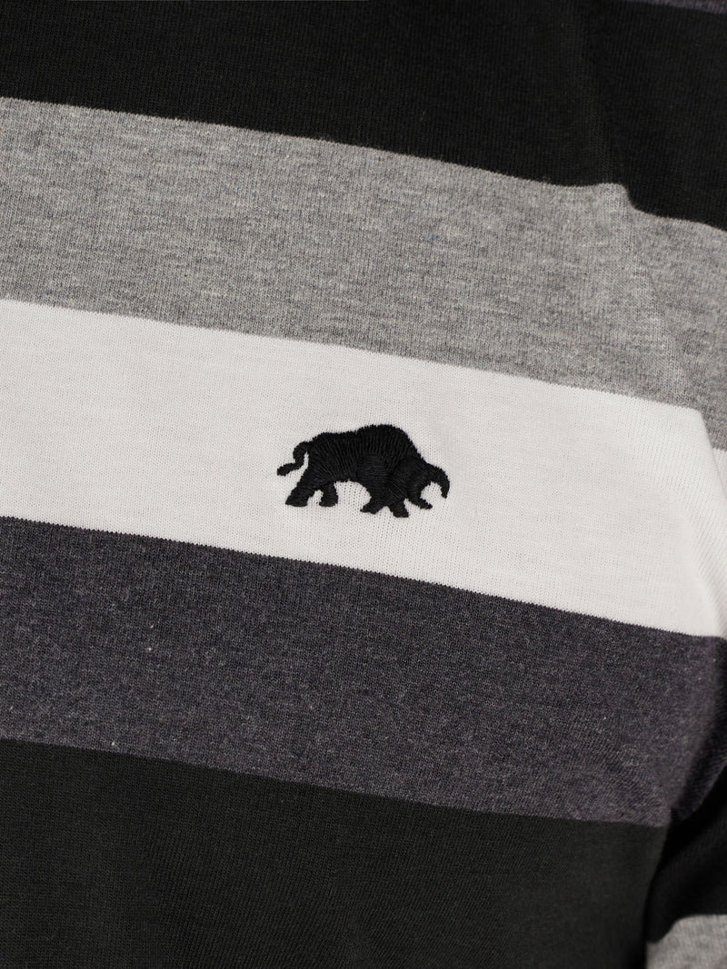 Irregular Hoop Jersey Polo - Grey Marl