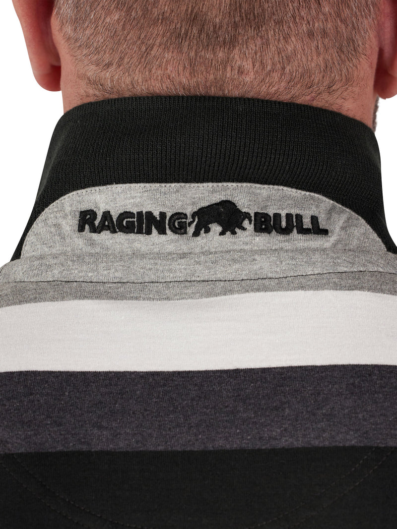 Irregular Hoop Jersey Polo - Grey Marl