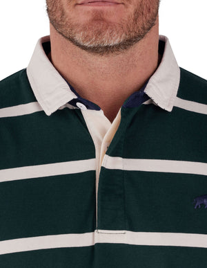 Long Sleeve Fine Stripe Rugby - Forest