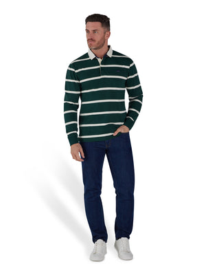 Long Sleeve Fine Stripe Rugby - Forest