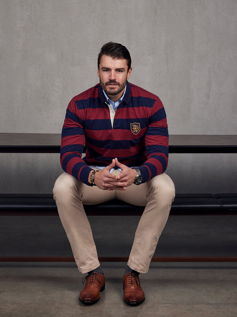 Long Sleeve Hooped RB Rugby - Claret