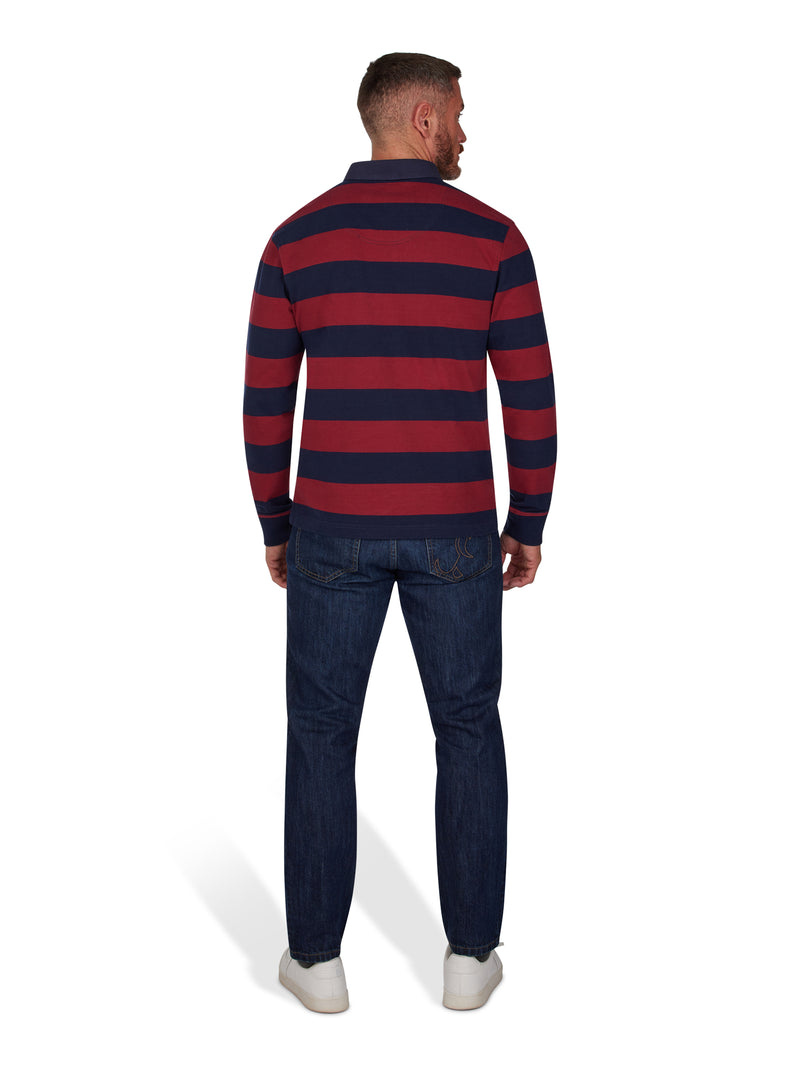 Long Sleeve Hooped RB Rugby - Claret