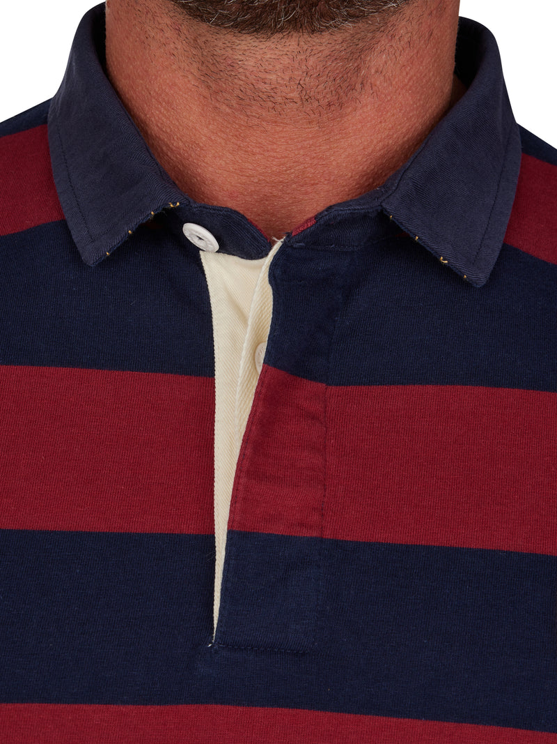 Long Sleeve Hooped RB Rugby - Claret