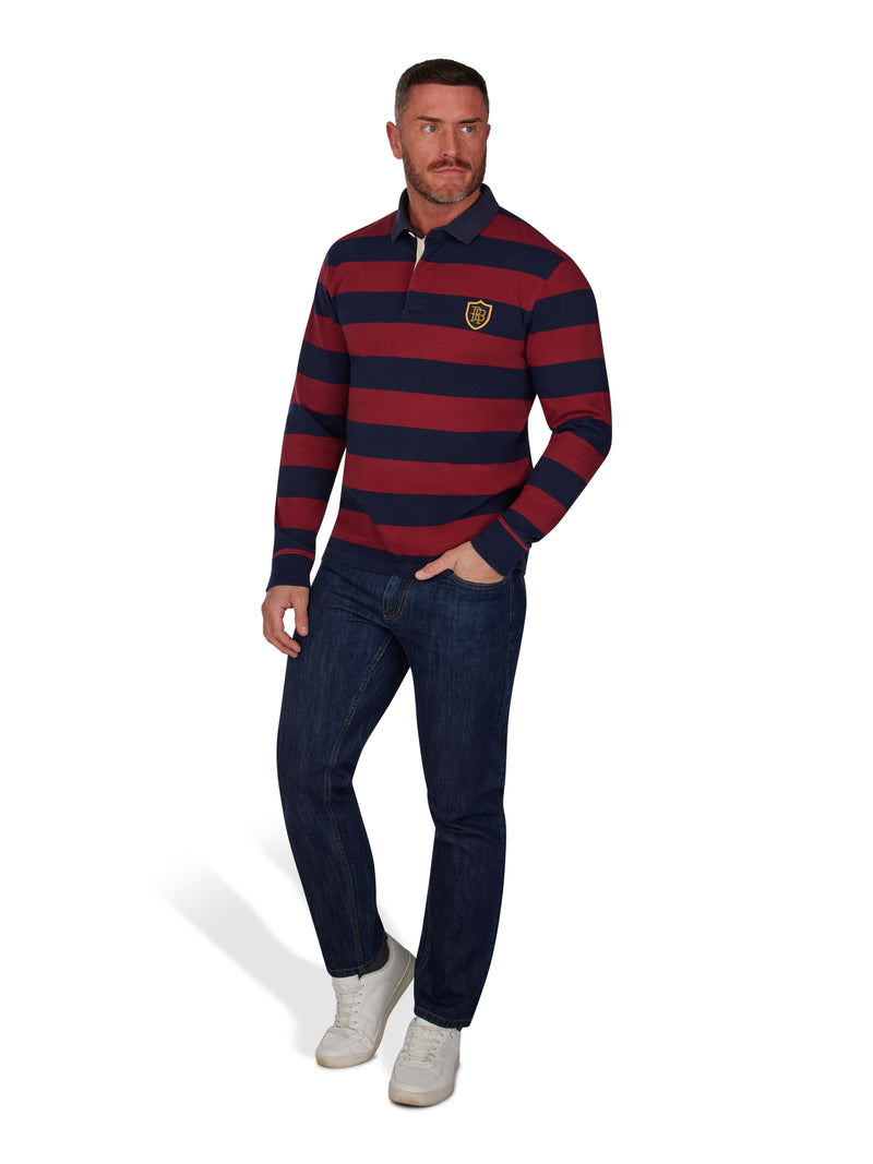 Long Sleeve Hooped RB Rugby - Claret