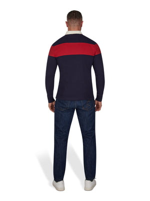 Long Sleeve Chest Panel Rugby - Navy