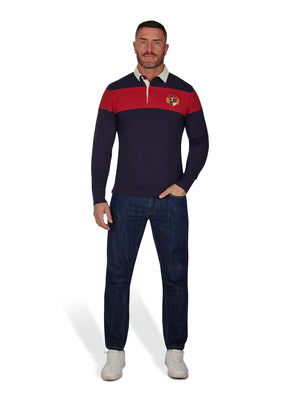 Long Sleeve Chest Panel Rugby - Navy