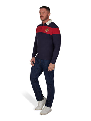 Long Sleeve Chest Panel Rugby - Navy