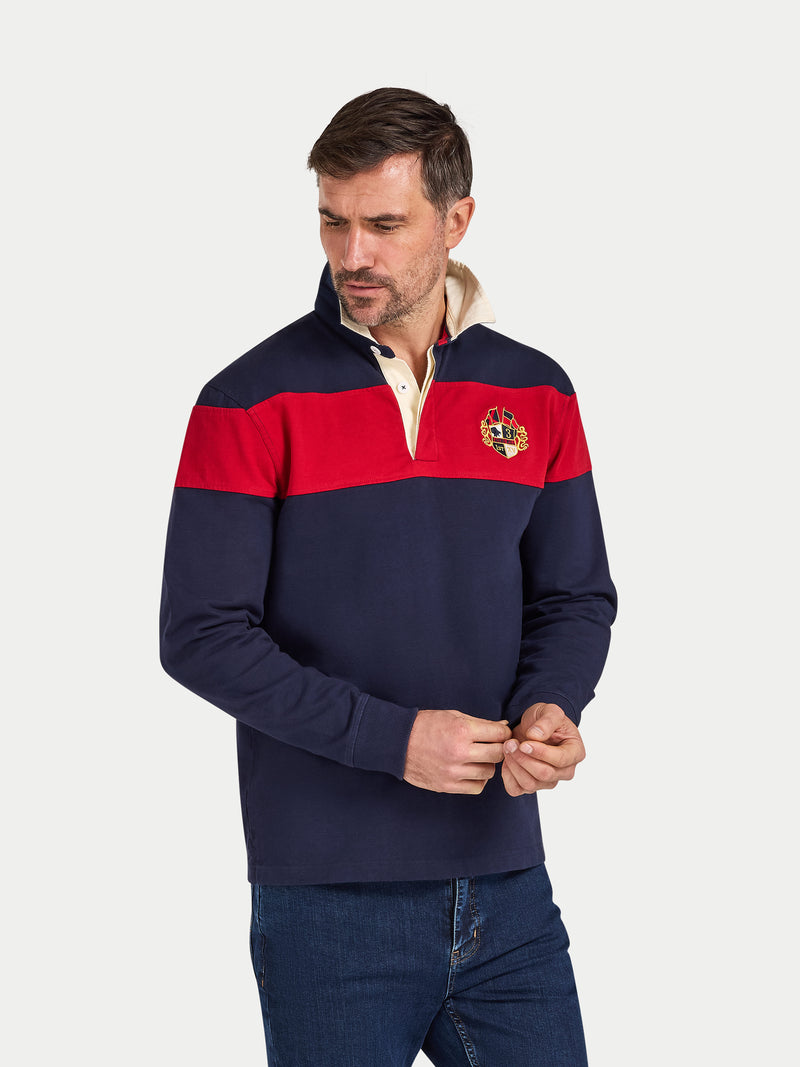 Long Sleeve Chest Panel Rugby - Navy
