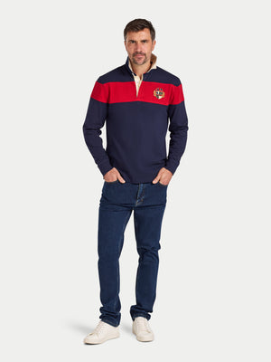 Long Sleeve Chest Panel Rugby - Navy