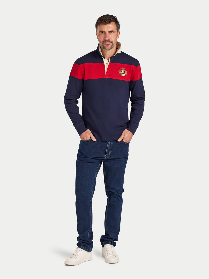 Long Sleeve Chest Panel Rugby - Navy
