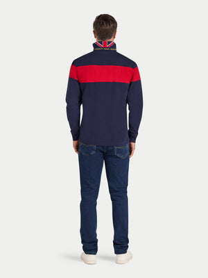 Long Sleeve Chest Panel Rugby - Navy