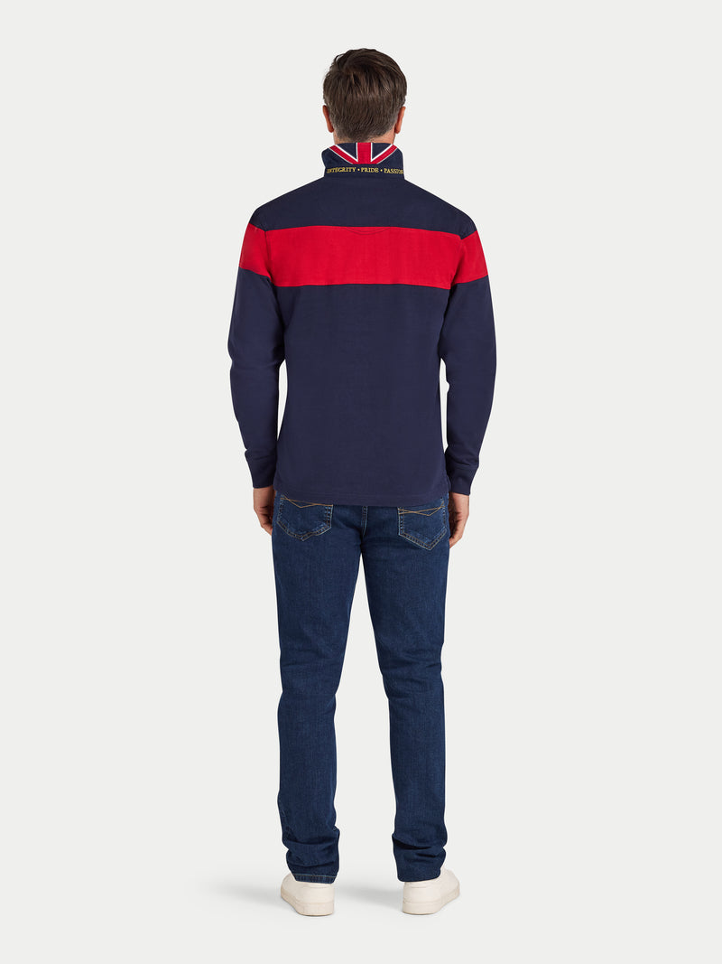 Long Sleeve Chest Panel Rugby - Navy