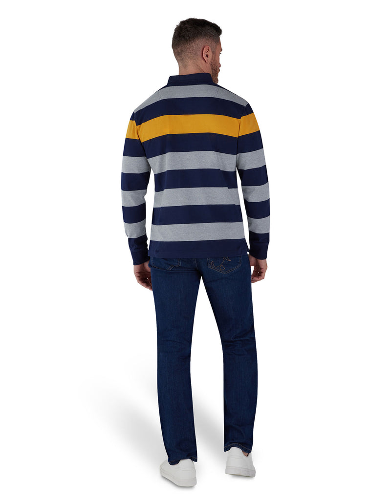 Long Sleeve Irregular Stripe Rugby - Grey