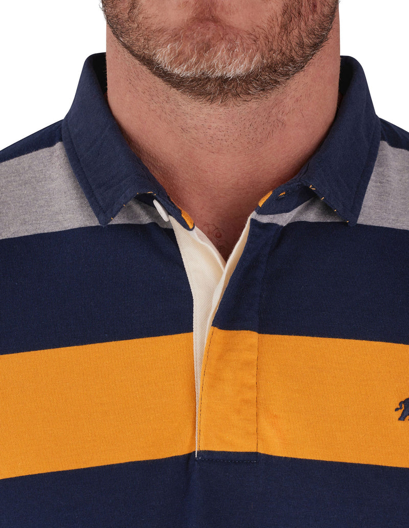 Long Sleeve Irregular Stripe Rugby - Grey
