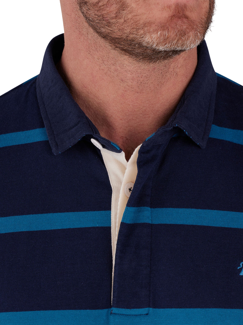 Long Sleeve Fine Stripe Rugby - Navy