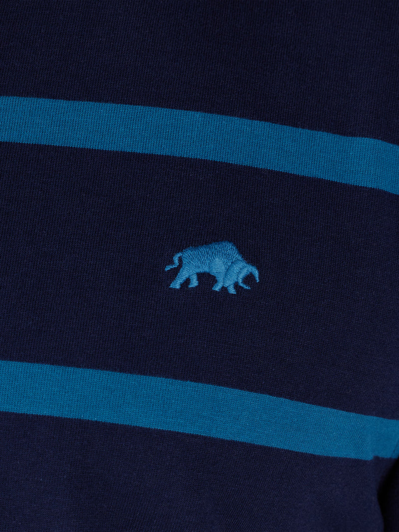 Long Sleeve Fine Stripe Rugby - Navy